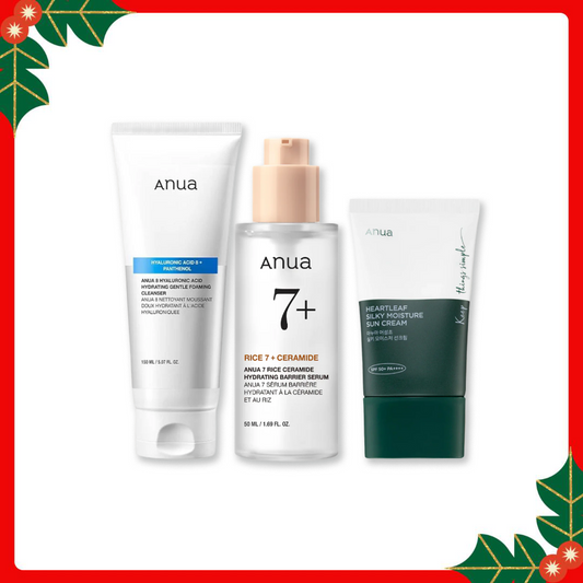 ANUA Hydration & Barrier Repair Skincare Kit – Cleanser, Serum & SPF