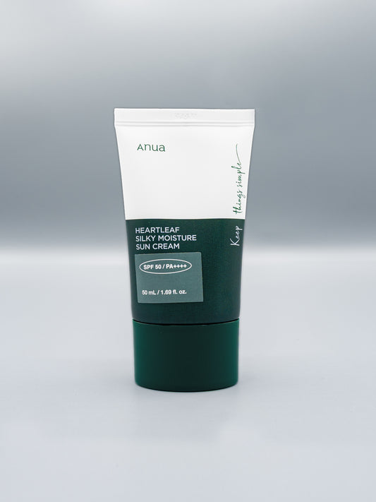 „Anua Heartleaf“ šilkinis drėkinamasis kremas nuo saulės SPF50+ PA++++ (50 ml)